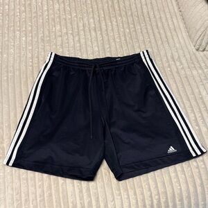 Adidas Men's Navy Shorts with White Stripes